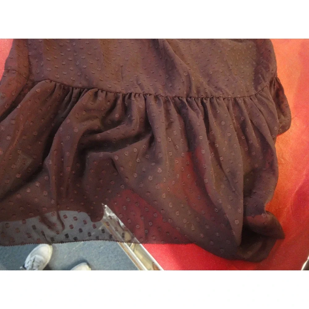 H&M Maroon Sheer dress with attached slip long sleeves size 14 NWT - Picture 9 of 12